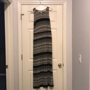 NWOT LOFT cream and black striped maxi dress